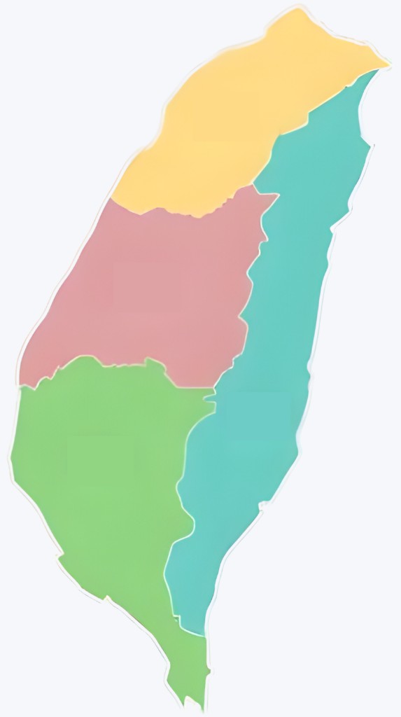 台灣四區域服務範圍示意